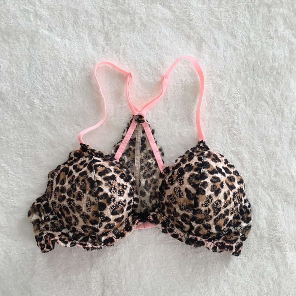 NEW PINK VS leopard date racerback bra